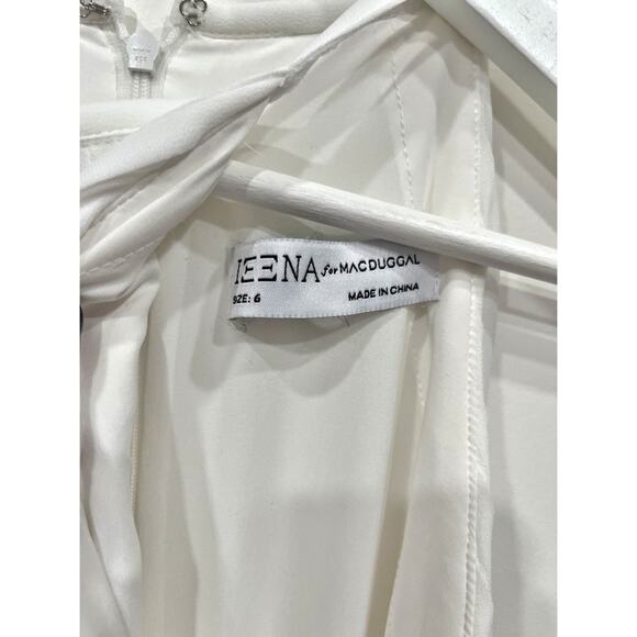 Ieena for Mac Duggal Pleated Chiffon Halter Neck Flowy Gown Dress 12496 White 6 - Picture 5 of 11